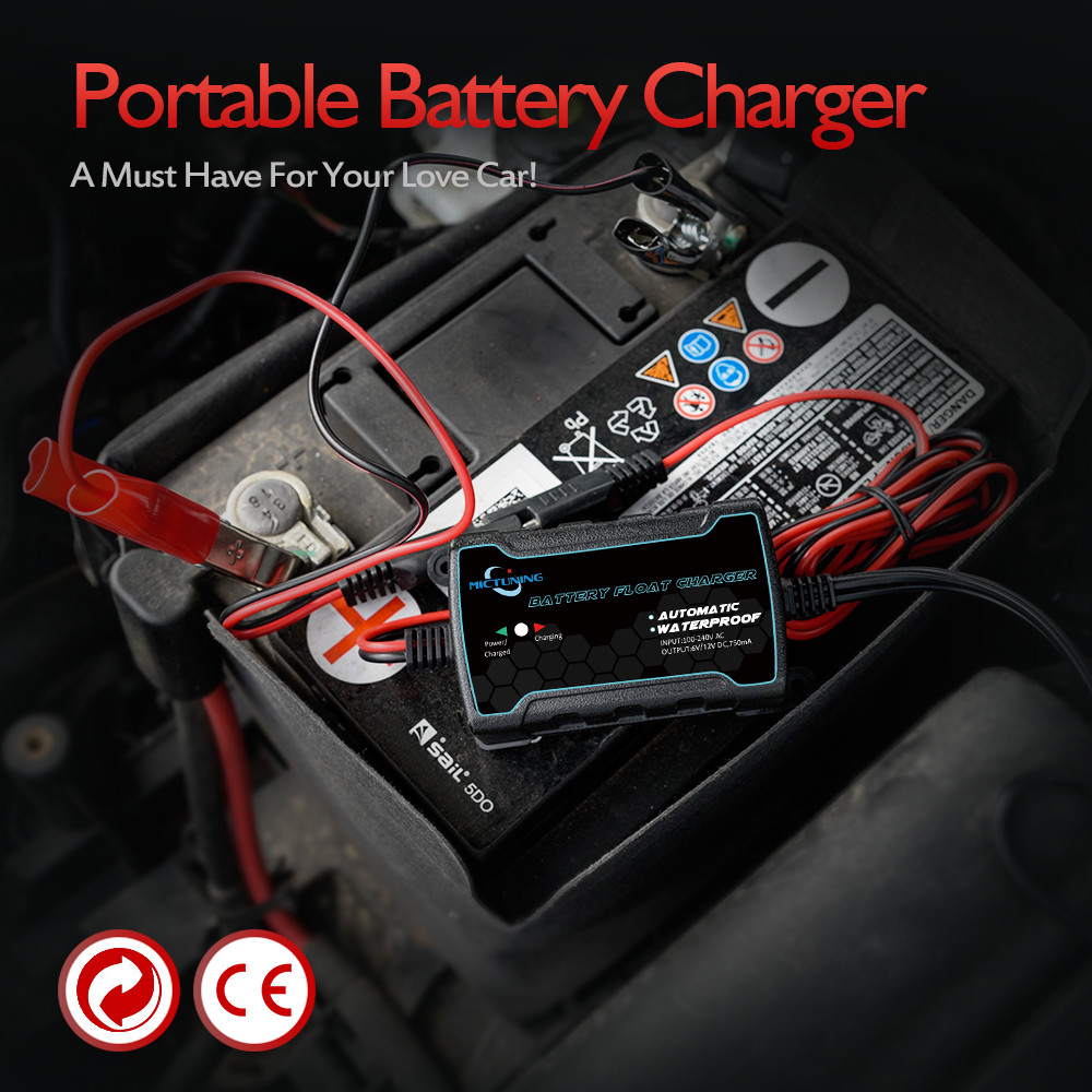 Smart Battery Charger 750mA Trickle Charge Maintainer for Motorcycle