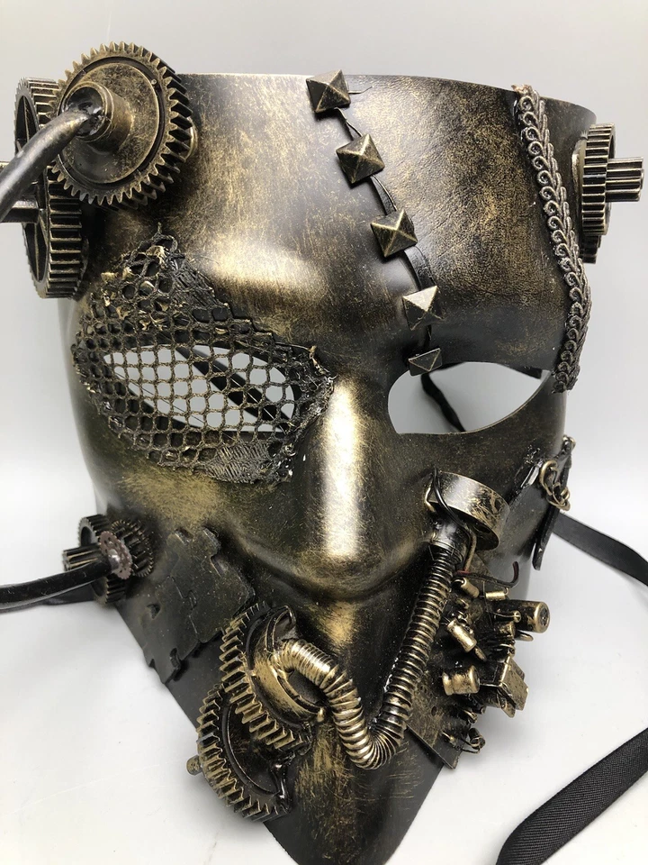 Unisex Steampunk Copper Mask Halloween Costume Party Mask Robot  - Image 2 of 4