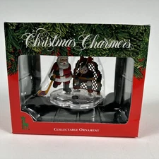 VINTAGE SANTA'S BEST Christmas Charmers ICE HOCKEY Santa  Christmas Ornament B11