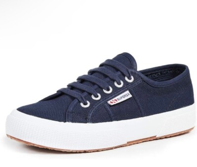 Superga S000010 Navy Canvas Sneakers Unisex Lace Up Casual Shoes Women 7.5 US