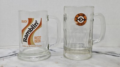 Vintage RAMBLIN' ROOT BEER MUG, COCA COLA CO, And Vintage A&W Bullseye Mug