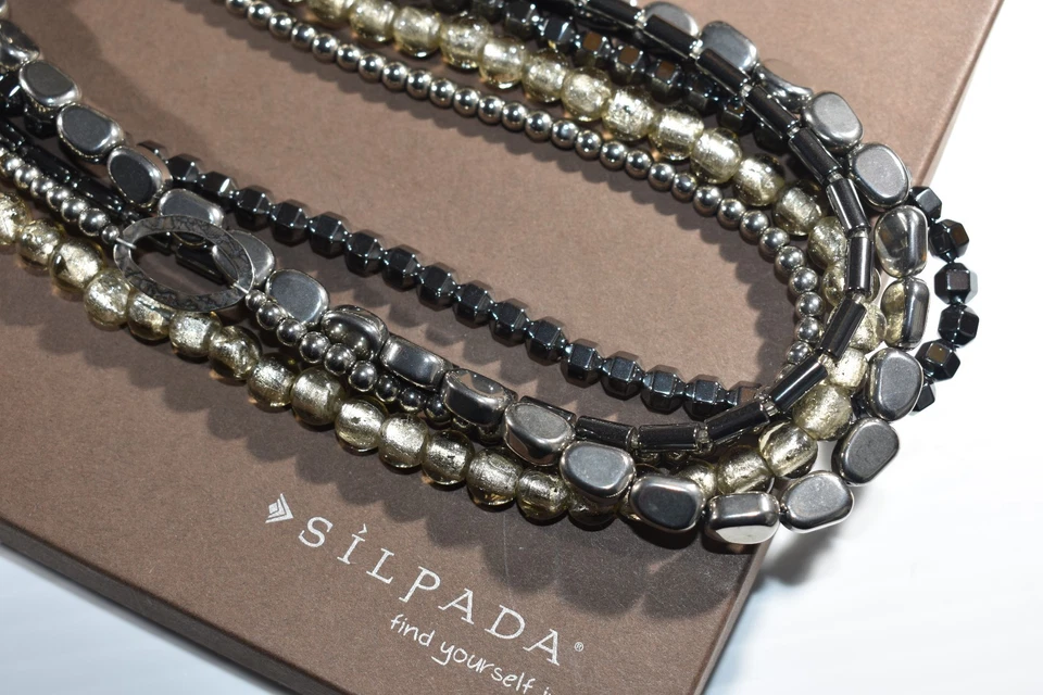 Collar de plata de ley de vidrio hematita SILPADA N1936 Foto 3 de 4