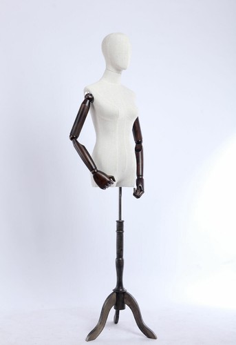 B3T-G weiblich stoffbezogener Torso Schneiderpuppe Holz Arme Hände verstellbar - Bild 2 von 12