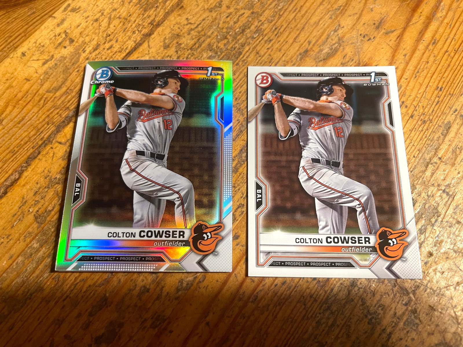 2021 Colton Cowser 1st Regular Bowman & Chrome Refractor Cards #BD(C) 166 / Balt
