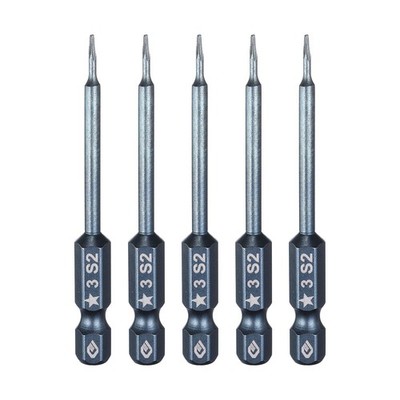 5pcs 1/4'' Hex Shank 3mm Magnetic 2.6'' Long 5-Point Torx Screwdriver Bit Blue
