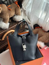 Hermes Picotin 18 Lock Bag Black Leather Silv...