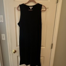 Nine West Black Ribbed Knit Tank Dress XXL Sleeveless Pullover Knee Length Women