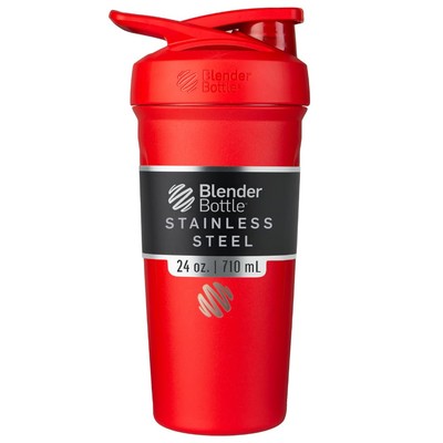 BlenderBottle Strada Shaker Cup Stainless Steel 24-Ounce Red