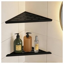 Corner Shower Shelf,10" Black 304 Stainless Steel Hole-Inset Corner Storage S...