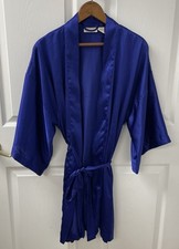 Vtg Victoria's Secret Short Robe Gold Label Royal Blue Women's One Size