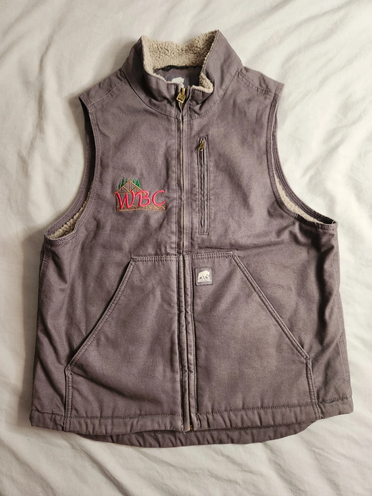 Berne Sherpa Lined Canvas Vest Mens Sz Medium Charcoal Gray Western Workwear EUC