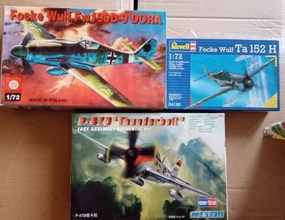 HobbyBoss Revell  3 x Bausätze FW TA 152H / FW 190D / P-47D in 1:72