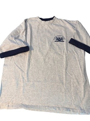 Vtg Belton Philip Morris Tobacco T Shirt Gray Blue Ringer USA Made Sz XL Estate