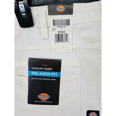 Dickies Mens Relaxed Fit Utility Painter Pants White Sherwin Williams 36x32 NEW