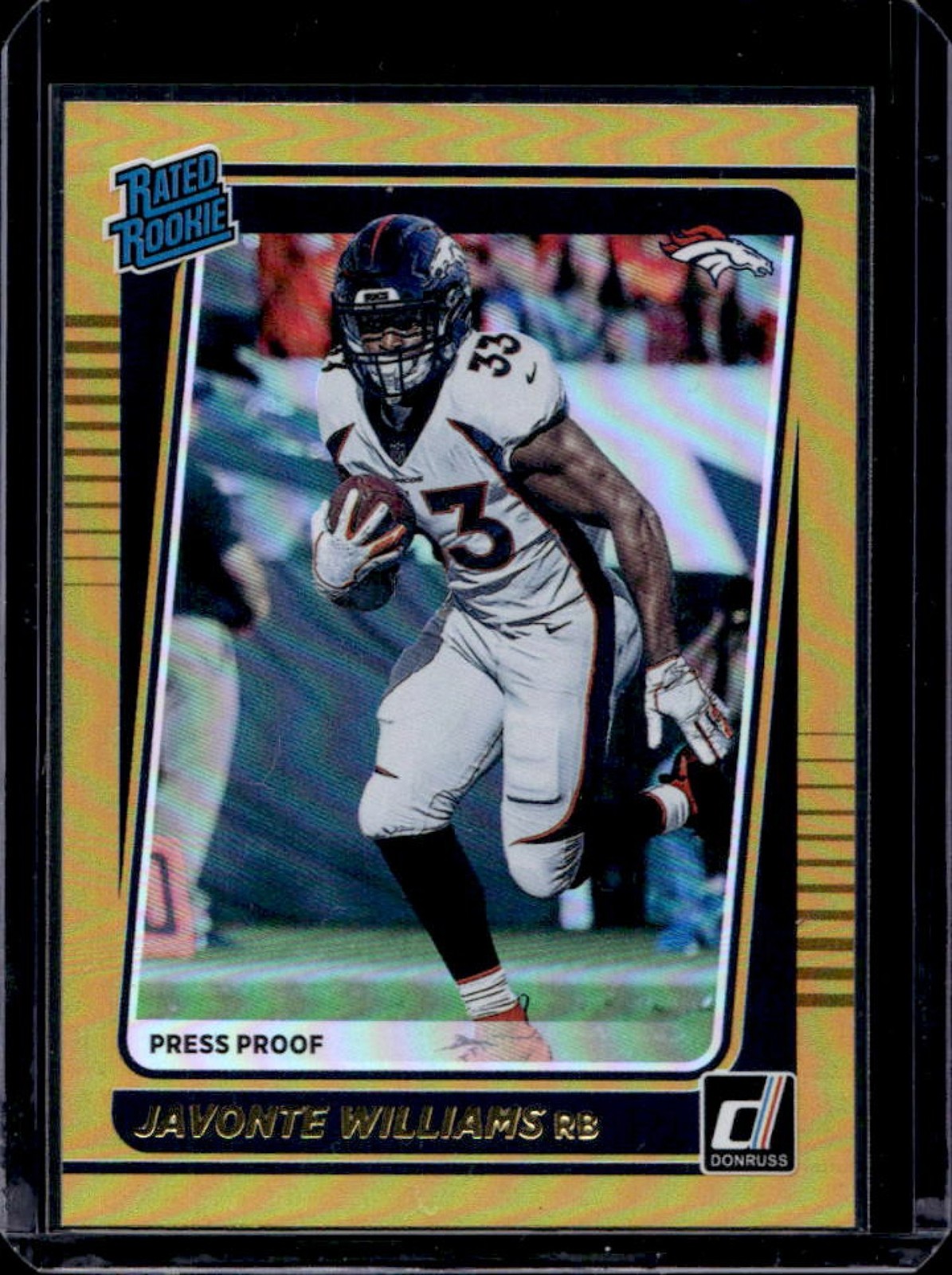 2021 Donruss Javonte Williams Press Proof Premium Rated Rookie #275 Broncos