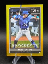 2022 Panini Three & Two Miguel Vargas Holo Gold Prospects /12 Dodgers Rookie RC