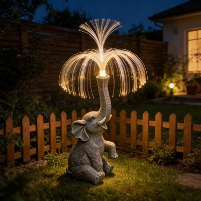 HOVCEH Elefant Garten Ornamente, Solar 17,5 × 15 × 31 cm,