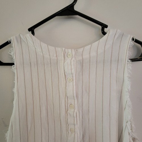 Altar'd State Size Large Linen Blend Shirt Button Back Sleeveless Frayed Hem L - Picture 10 of 13