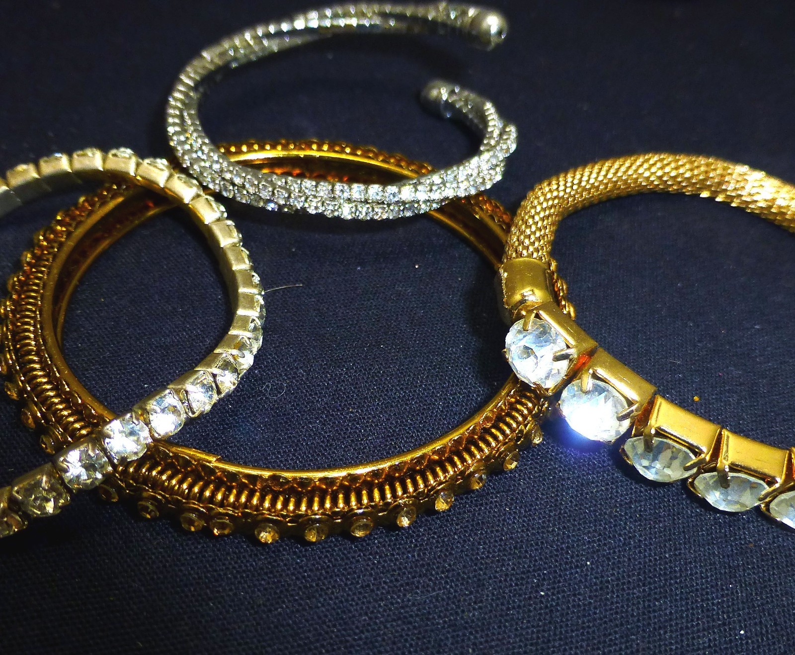 Large collection rhinestone bracelets vintage jew… - image 9