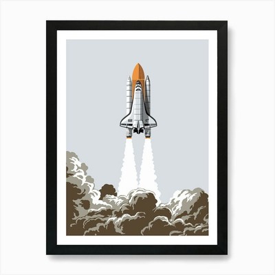 Space Shuttle Start Kunstdruck gerahmtes Wandbild Poster Leinwanddruck Bild
