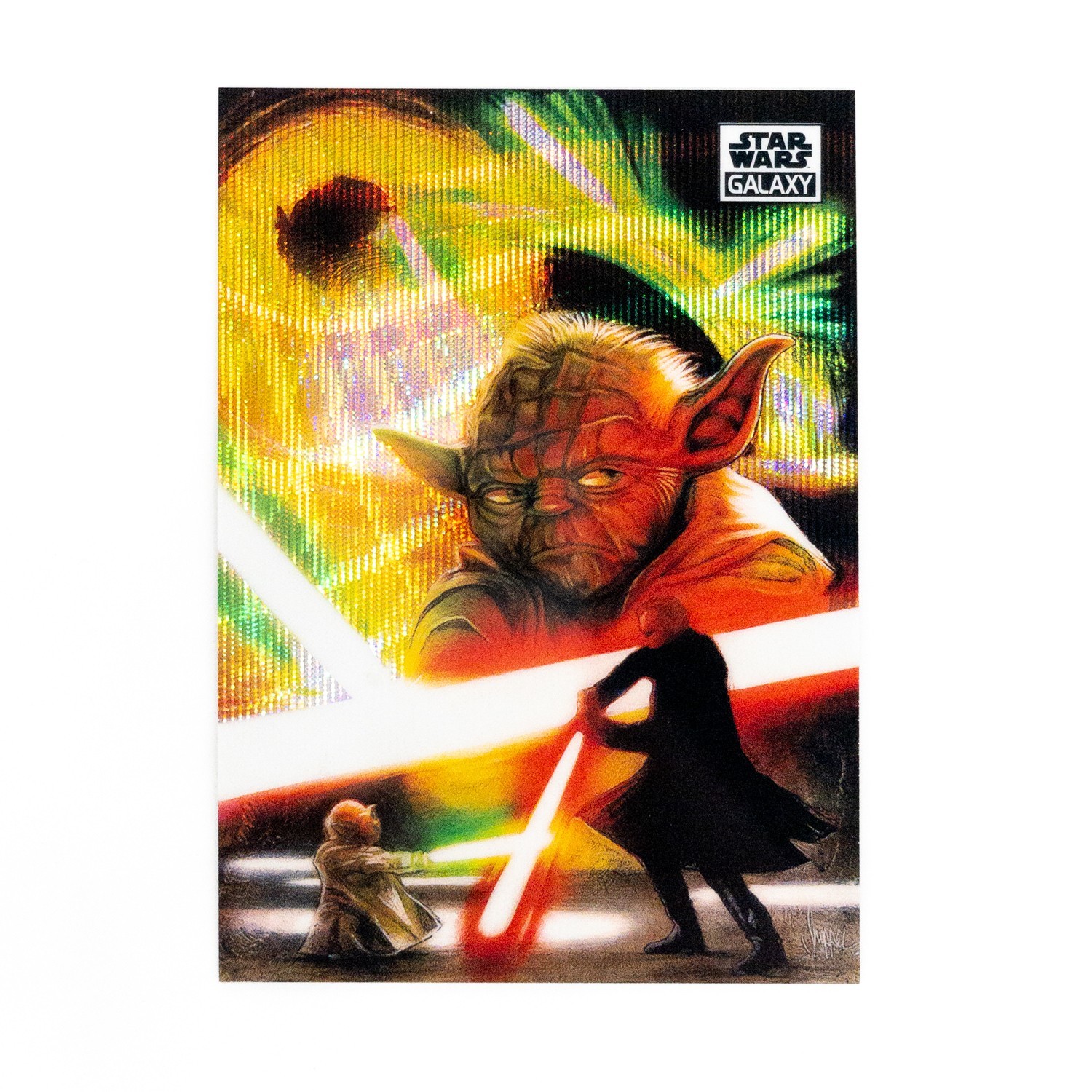 2021 Topps Star Wars Galaxy Chrome Dueling with Dooku WAVE REFRACTOR /99