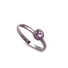 Natural Purple Amethyst Round Shape Ring Oxidized Solid Silver Handmade Jewelry