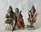 Vintage Enamelled Metal Shiva & Parvati Seated & Shrinatji (Hindu God Krishna)