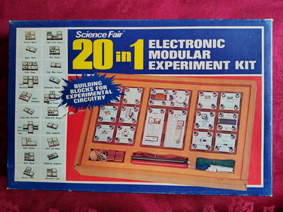 1971 Vintage Science Fair 20 in 1 ELECTRONIC MODULAR EXPERIMENT KIT Cat # 28-245