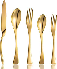 20-Piece Gold Stainless Steel Flatware Set for 4 - Modern  Dishwasher Safe