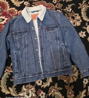 Levi Strauss & Co. Men's Sherpa Lined Denim Trucker Jacket Blue Size S