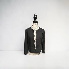 Ann Taylor Scalloped Cropped Black Blazer Womens Size 6