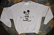Vintage Disney Store Mickey Mouse Gray Pullover Sweatshirt Adult Sz Med USA Made