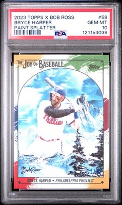 2023 TOPPS X BOB ROSS THE JOY OF BASEBALL #58 BRYCE HARPER 3/99 PSA 10