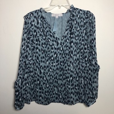 LOFT Animal Print Blouse NWT LARGE PETITE L Flowy Lined Lightweight Workwear