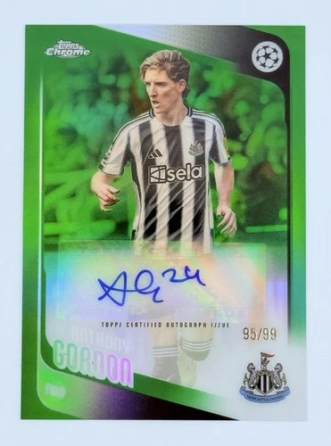 Anthony Gordon 2025-26 Topps Chrome UEFA UCC Green Refractor Auto #/99 Newcastle