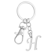 Initial Letter Key Chains, Letter H Key Chain Pendant Key Ring, Silver