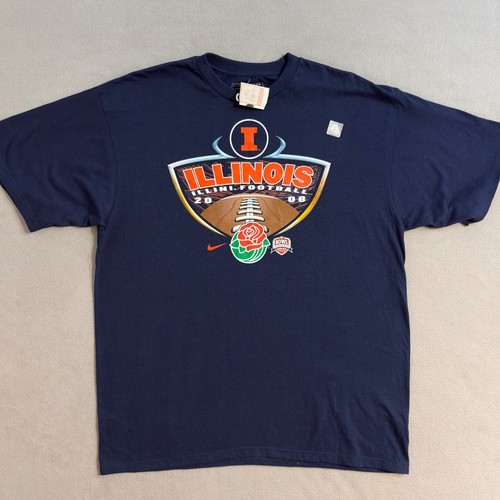 NWT Nike Illinois Fighting Illini Football Rose Bowl 2008 NCAA T-Shirt Large