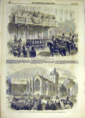 Original Old Antique Print 1856 Dublin Royal Proclamation Peace Edinburgh 19th