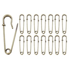 15pcs Safety Pins 50mm Electroplated Large Safety Pin for Clothes, Bronze