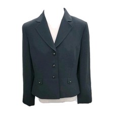 Tahari Arthur S Levine Blazer Size 10 Black Three-Button Lined Career Jacket