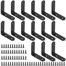 Glarks 15 Sets 65mm Black L Bracket Right Angle Corner Brace Joint Fastener f...