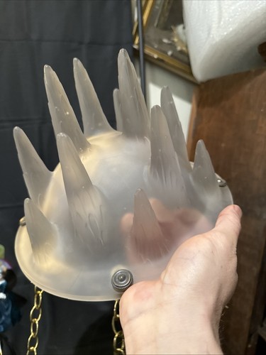 rene lalique Circa 1912 Stalactites Ceiling Overhead Light Shade Frosted 11 In - Picture 5 of 14