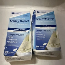 Guardian Dairy Relief Fast Acting Lactase Enzyme 180 Caps Two Pack Exp2/26