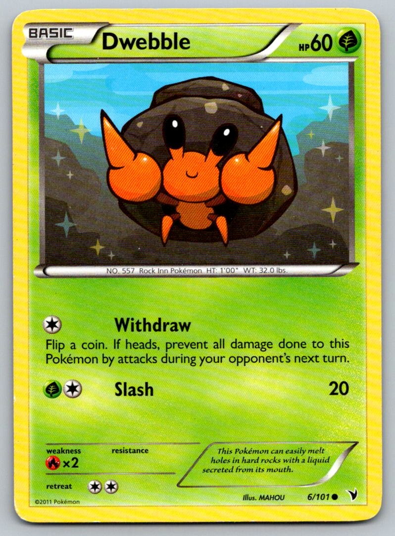 Pokemon Noble Victories Dwebble Common 6/101 Lightly Played