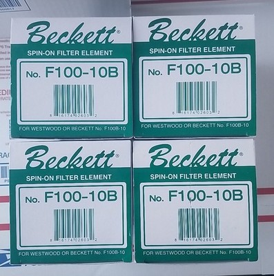 FOUR BECKETT F100-10B SPIN ON FILTER ELEMENT REPLACES PURE PRO F100-10W, GARBER 