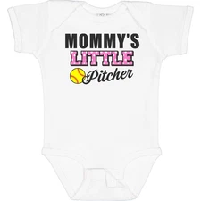 Inktastic Mommys Little Pitcher Softball Baby Bodysuit Sports Kids Mommy I Love