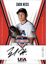 2019 USA Baseball Stars and Stripes College Black Ink #21 Zack Hess Auto /499 BB