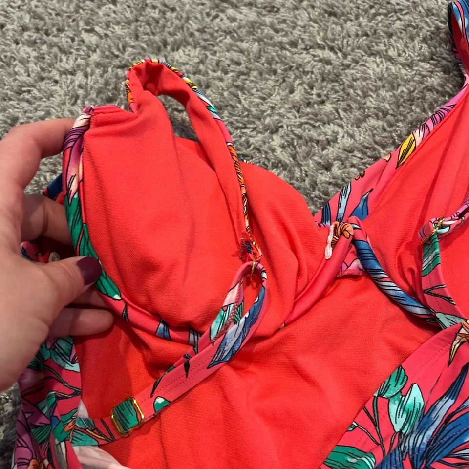 Apt. Tankini de natación floral tropical 9 XXL coral rosa azul amarillo Foto 4 de 4