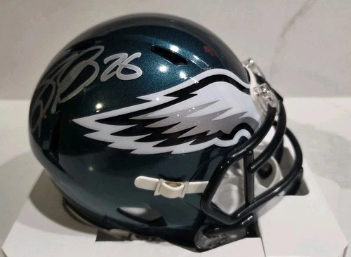SAQUON BARKLEY Autographed Philadelphia Eagles Midnight Green Mini Helmet COA