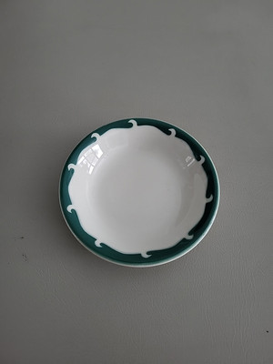 Sterling Vitrified China 5'' Dessert Bowl Green Wavy Band Restaurant Ware US